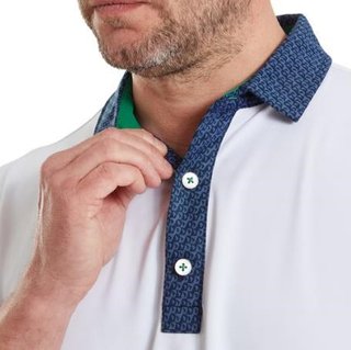 FootJoy Star Geo Trim Pique polo homme, blanc/marine