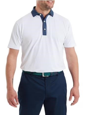 FootJoy Star Geo Trim Pique polo homme, blanc/marine