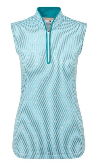FootJoy Zip Front Tank Printed polo femme, bleu/blanc/pêche