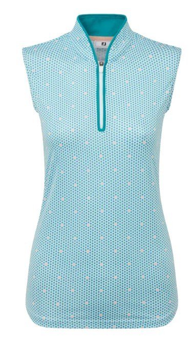 FootJoy Zip Front Tank Printed polo femme, bleu/blanc/pêche