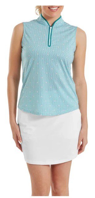 FootJoy Zip Front Tank Printed polo femme, bleu/blanc/pêche