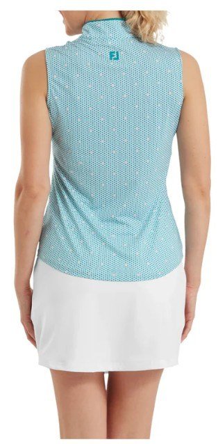 FootJoy Zip Front Tank Printed polo femme, bleu/blanc/pêche
