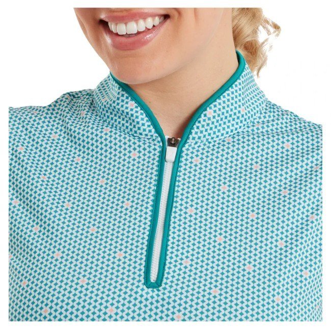 FootJoy Zip Front Tank Printed polo femme, bleu/blanc/pêche