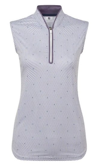 FootJoy Zip Front Tank Printed polo femme, navy/white/dusty violet