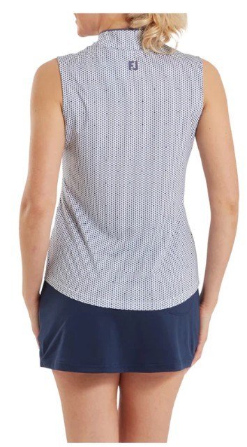 FootJoy Zip Front Tank Printed polo femme, navy/white/dusty violet