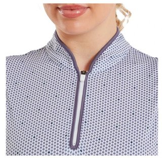 FootJoy Zip Front Tank Printed polo femme, navy/white/dusty violet