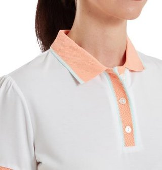 FootJoy Cap Sleeve polo femme, blanc/desert peach