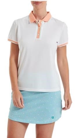 FootJoy Cap Sleeve polo femme, blanc/desert peach