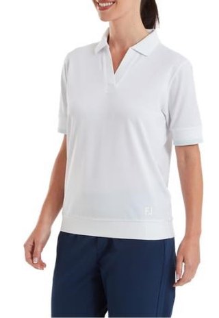 FootJoy Texture Knit polo femme, blanc/bleu glacial