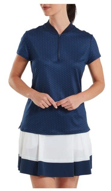 FootJoy Zip Blade polo femme, tonal tile navy print