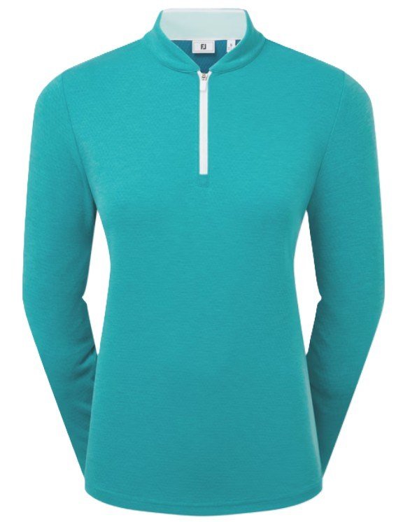 FootJoy 1/4 Zip Blade Collar Midlayer sweat femme, tile blue/glacial blue/blanc