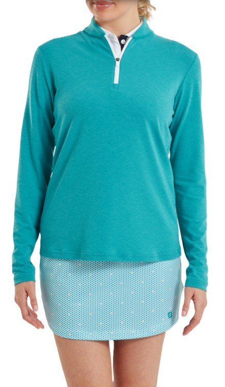 FootJoy 1/4 Zip Blade Collar Midlayer sweat femme, tile blue/glacial blue/blanc