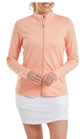FootJoy Midlayer Full Zip Printed Sleeve sweat-shirt femme, desert peach