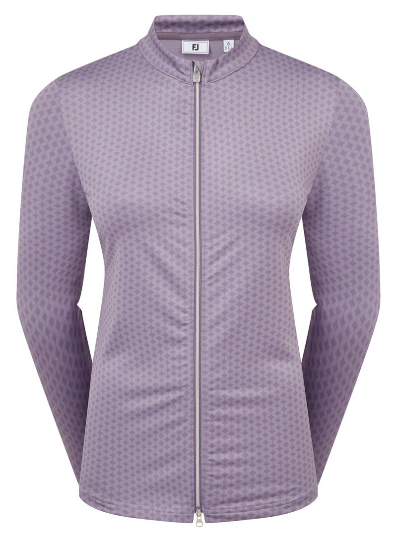 FootJoy Midlayer Full Zip Printed Sleeve sweat femme, dusty violet