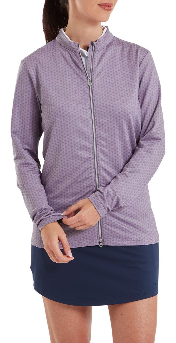 FootJoy Midlayer Full Zip Printed Sleeve sweat femme, dusty violet