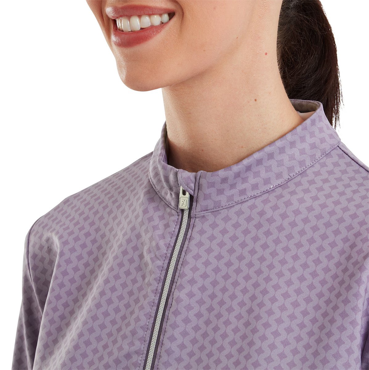 FootJoy Midlayer Full Zip Printed Sleeve sweat femme, dusty violet