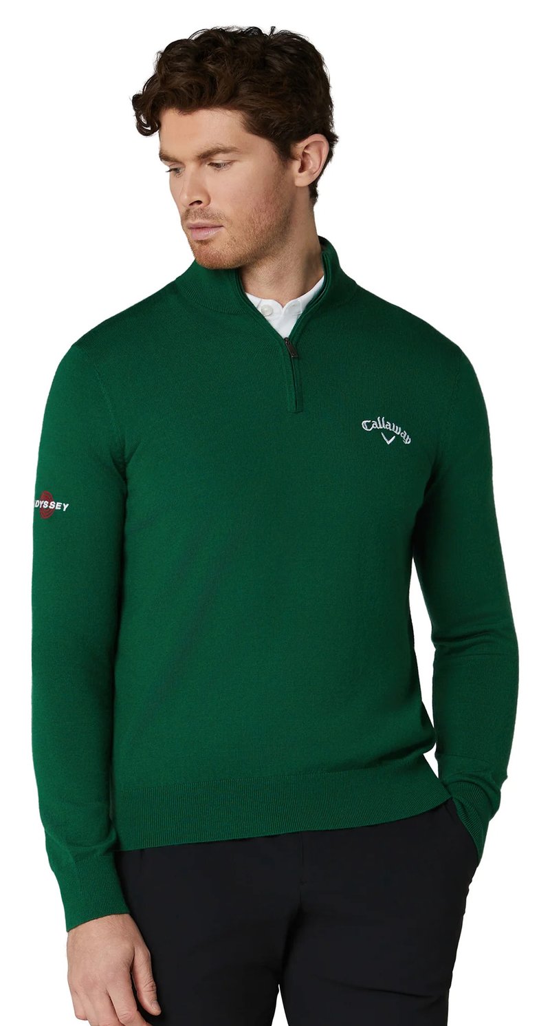 Callaway 1/4 Zip Mock pull homme, deep galapagos green
