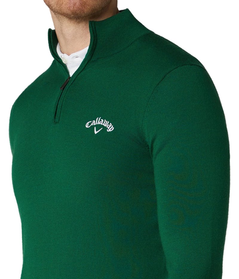 Callaway 1/4 Zip Mock pull homme, deep galapagos green
