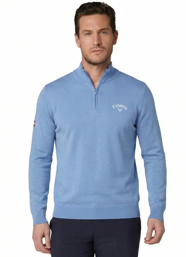Callaway 1/4 Zip Mock pull homme, vista blue