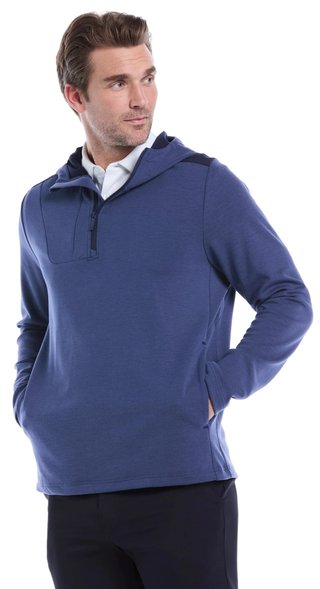 Callaway Soft Touch 1/4 Zip Premium hoodie homme, heather peacoat