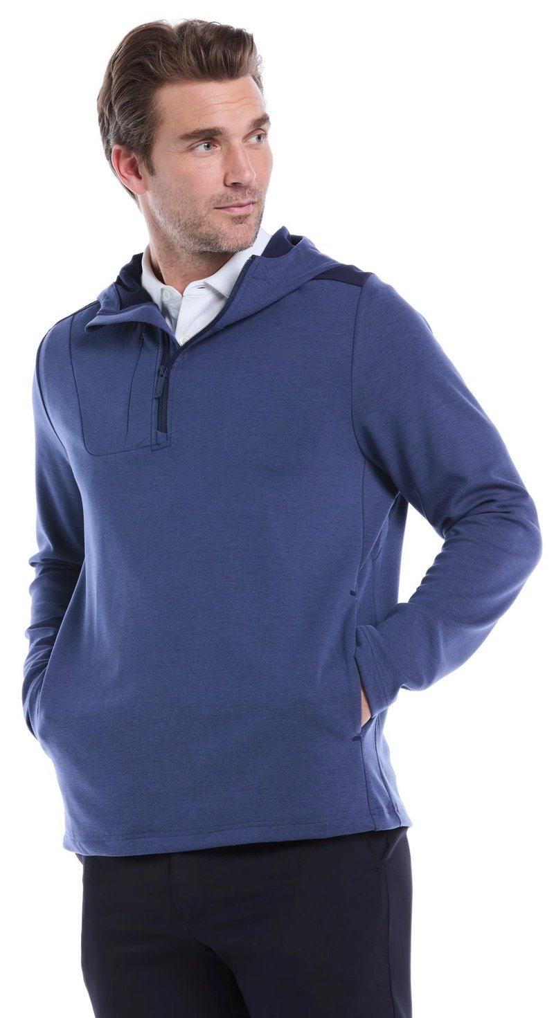 Callaway Soft Touch 1/4 Zip Premium hoodie homme, heather peacoat