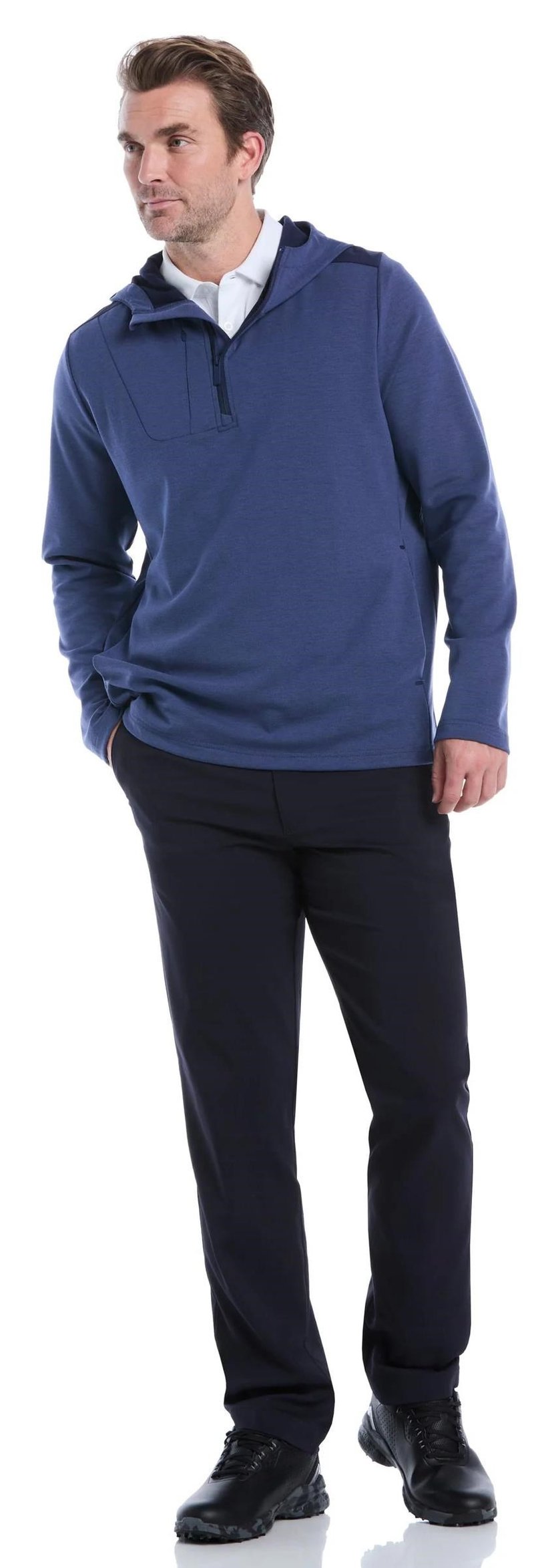 Callaway Soft Touch 1/4 Zip Premium hoodie homme, heather peacoat