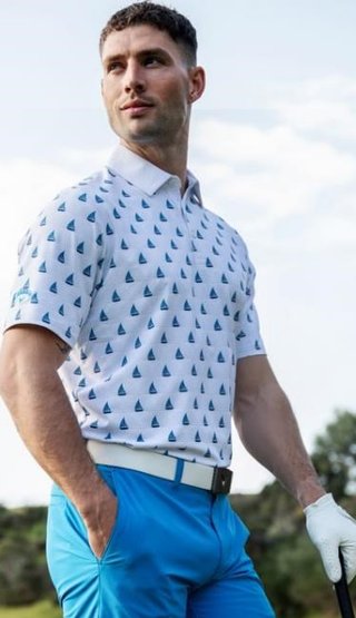 Callaway Sailboat Sunset Geo Print polo homme, bright white
