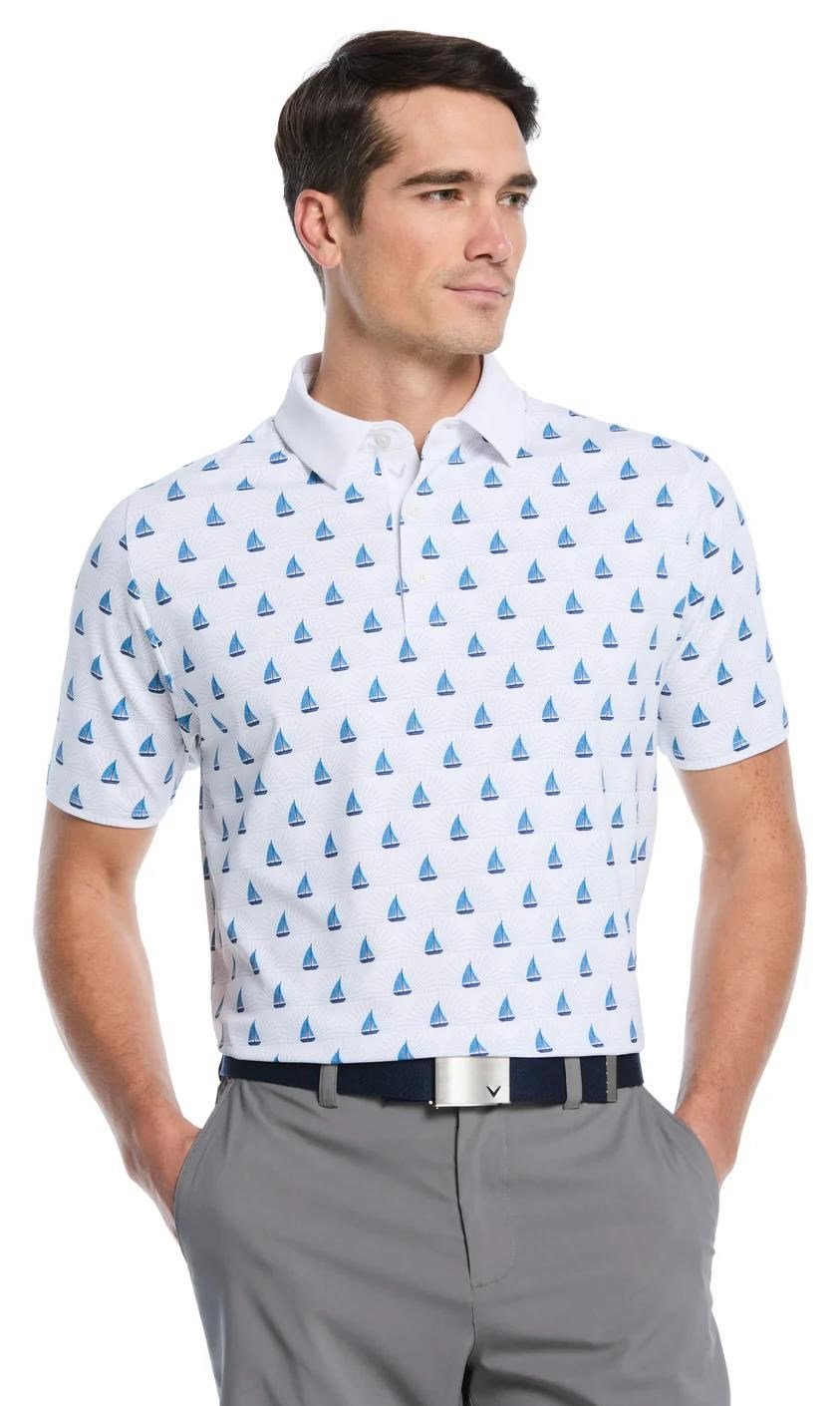 Callaway Sailboat Sunset Geo Print polo homme, bright white