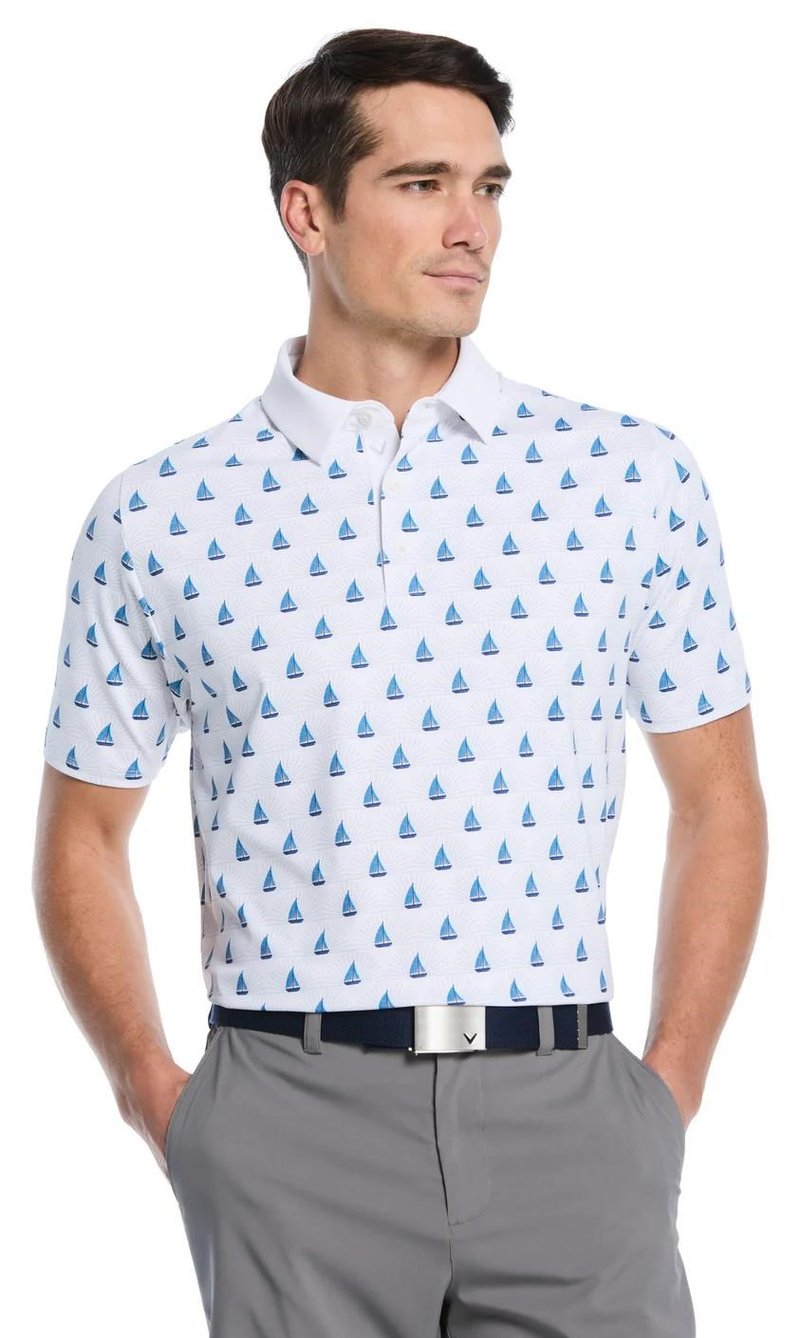 Callaway Sailboat Sunset Geo Print polo homme, bright white