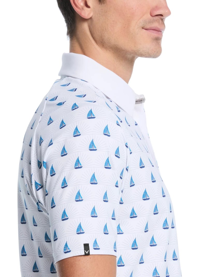 Callaway Sailboat Sunset Geo Print polo homme, bright white
