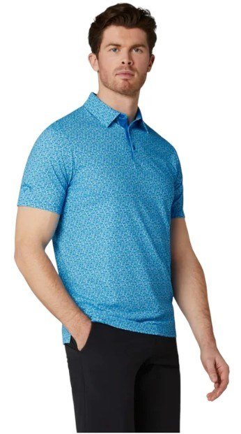 Callaway Tile Gingham Print polo homme, brilliant blue