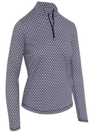 Callaway Scarf Geo Print Long Sleeve polo femme, peacoat