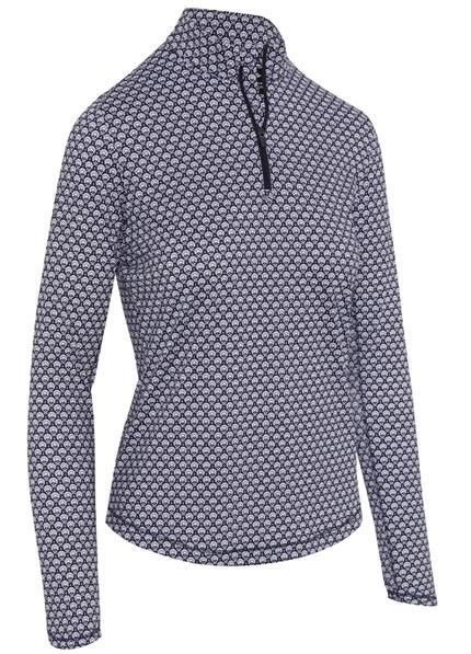 Callaway Scarf Geo Print Long Sleeve polo femme, peacoat