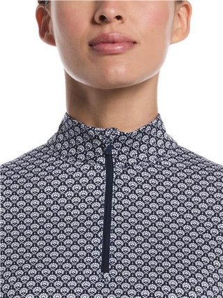 Callaway Scarf Geo Print Long Sleeve polo femme, peacoat