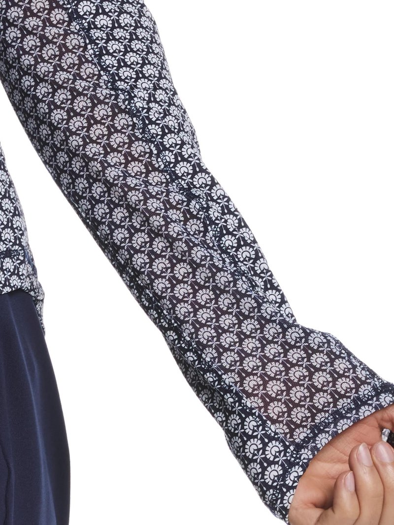 Callaway Scarf Geo Print Long Sleeve polo femme, peacoat