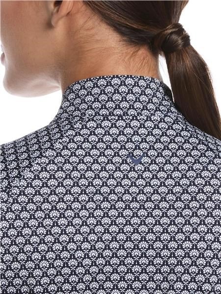 Callaway Scarf Geo Print Long Sleeve polo femme, peacoat