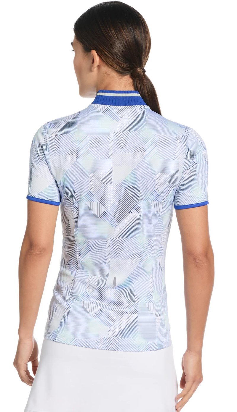 Callaway Sleeveless Rib Collar 1/4 ZIP Print polo femme, bright white