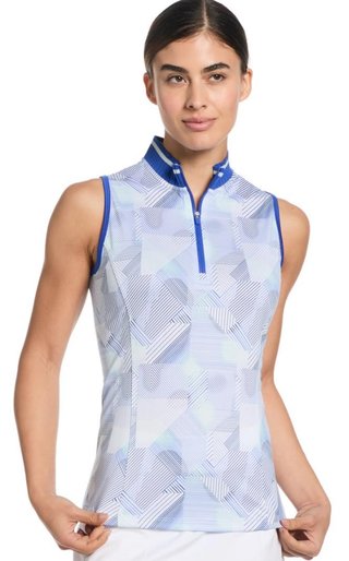 Callaway Sleeveless Rib Collar 1/4 Zip polo femme, brilliant white