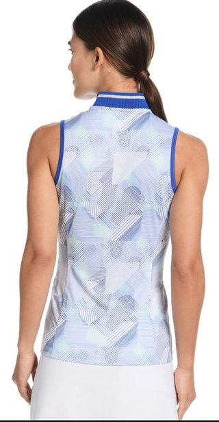 Callaway Sleeveless Rib Collar 1/4 Zip polo femme, brilliant white