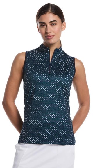 Callaway Sleeveless Framing Geo Print 1/4-Zip polo femme, peacoat