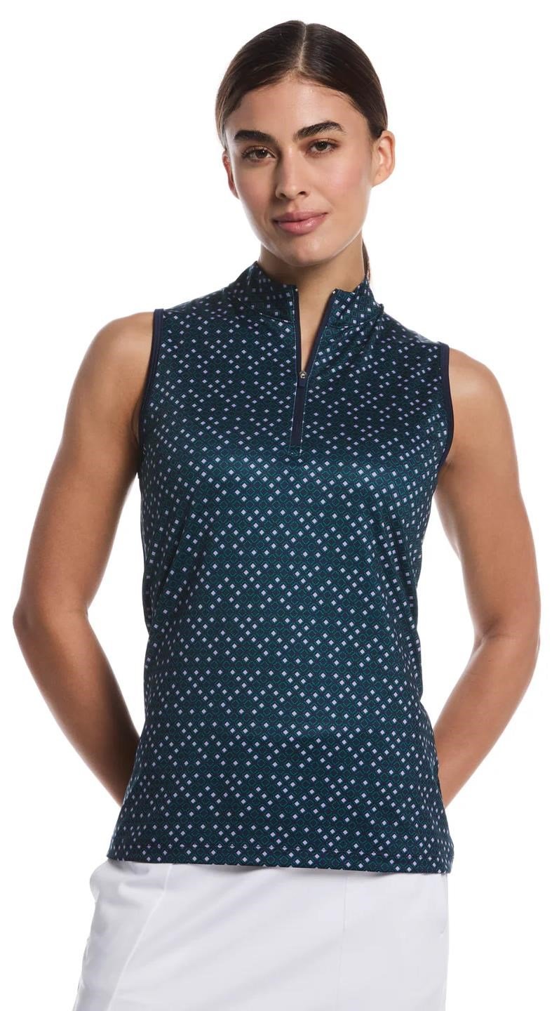 Callaway Sleeveless Framing Geo Print 1/4-Zip polo femme, peacoat