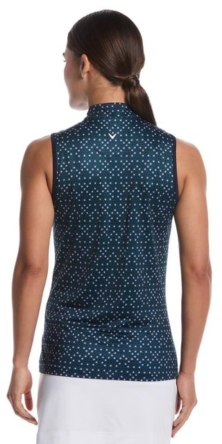 Callaway Sleeveless Framing Geo Print 1/4-Zip polo femme, peacoat