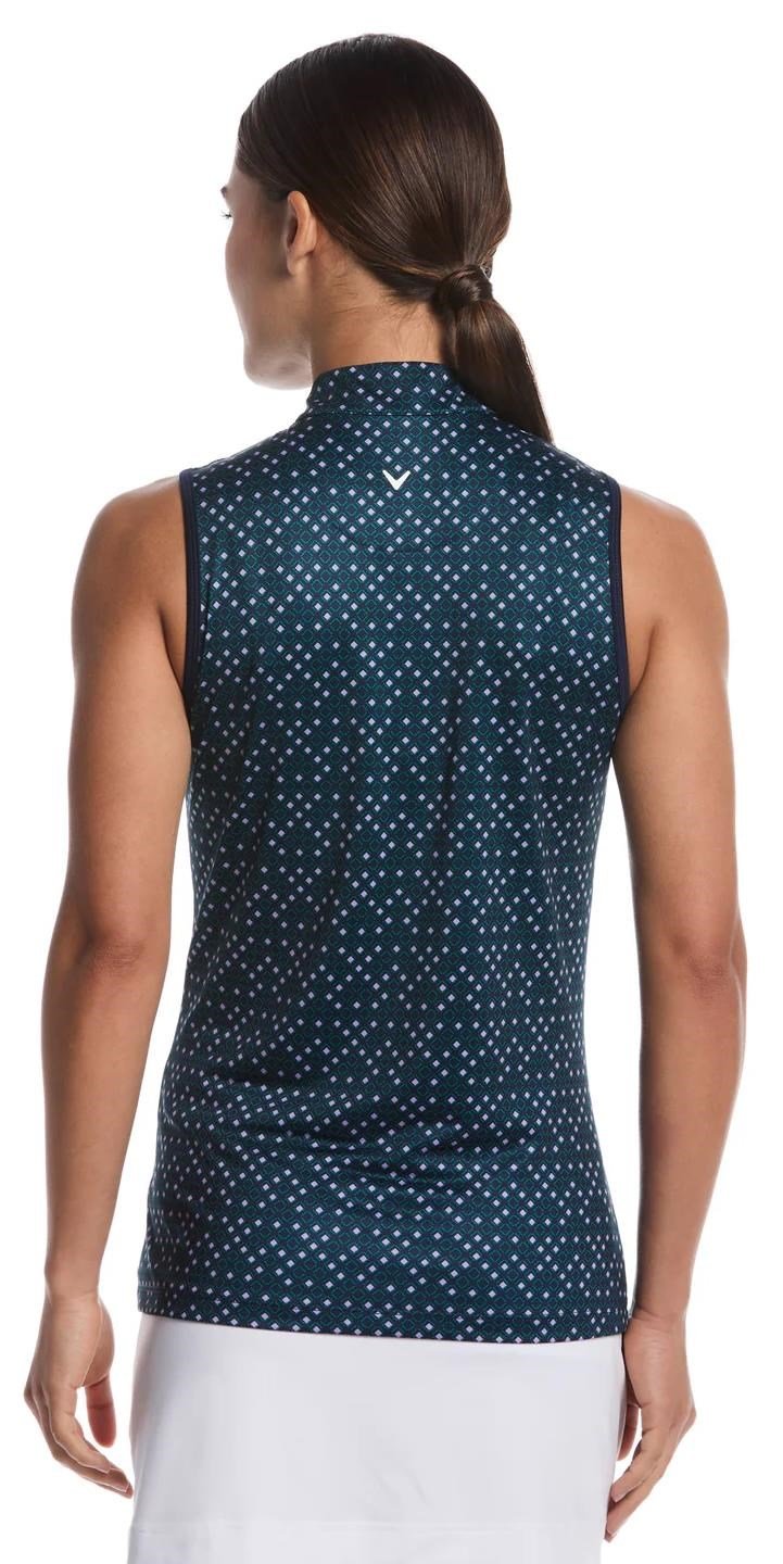 Callaway Sleeveless Framing Geo Print 1/4-Zip polo femme, peacoat