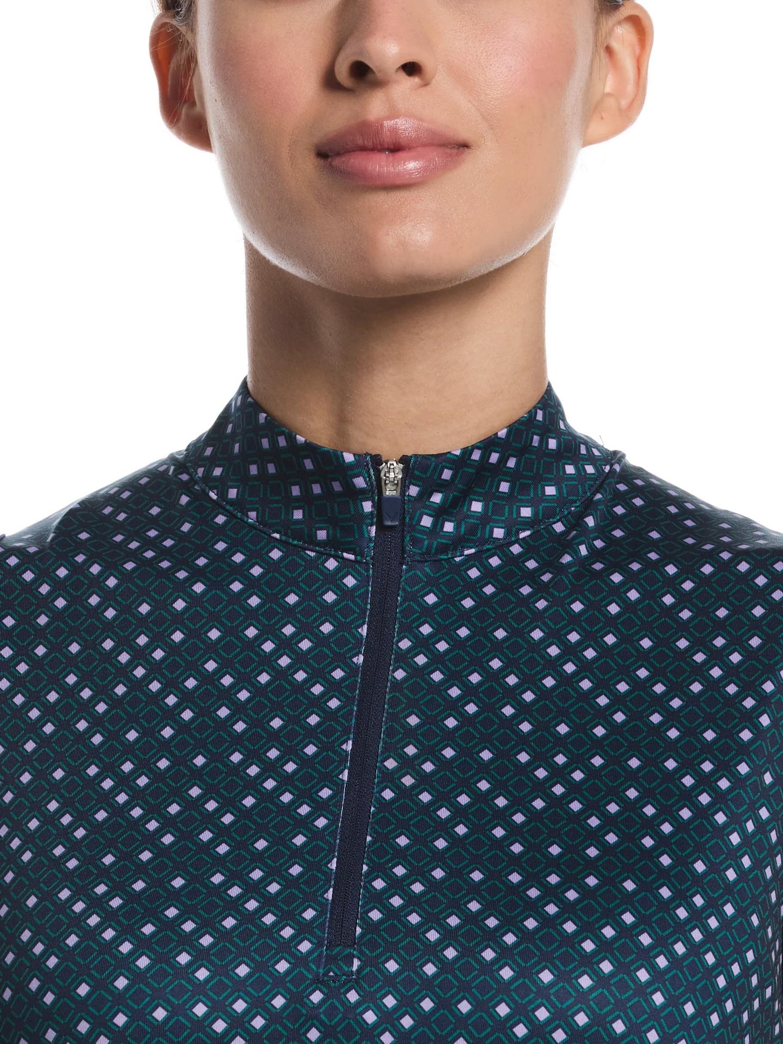 Callaway Sleeveless Framing Geo Print 1/4-Zip polo femme, peacoat