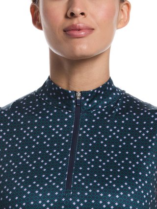 Callaway Sleeveless Framing Geo Print 1/4-Zip polo femme, peacoat