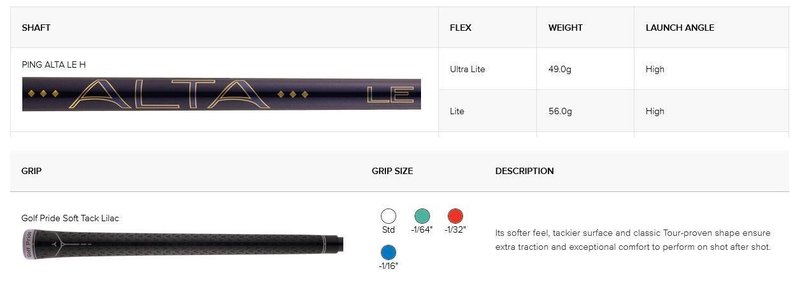 PING G Le4 Combo fers dames, graphite