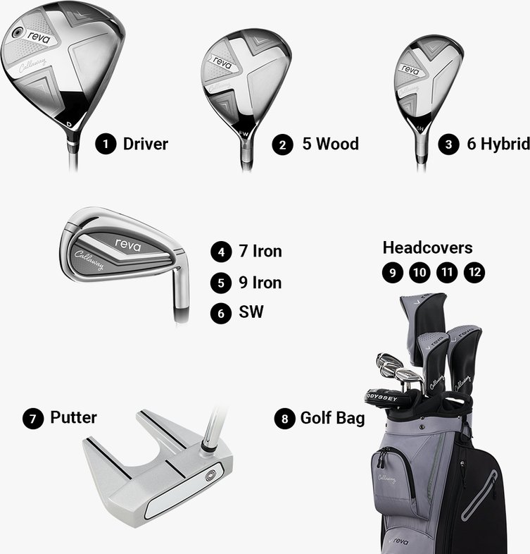 Callaway Reva 8PC Black set de golf femme, grafit