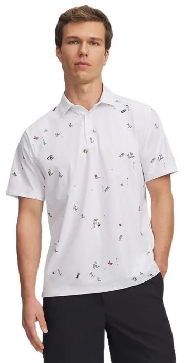 Under Armour ArmourDry Printed polo homme, blanc/rack green/noir