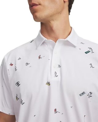 Under Armour ArmourDry Printed polo homme, blanc/rack green/noir