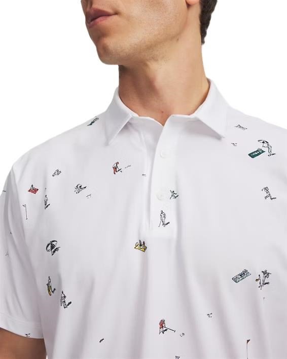 Under Armour ArmourDry Printed polo homme, blanc/rack green/noir